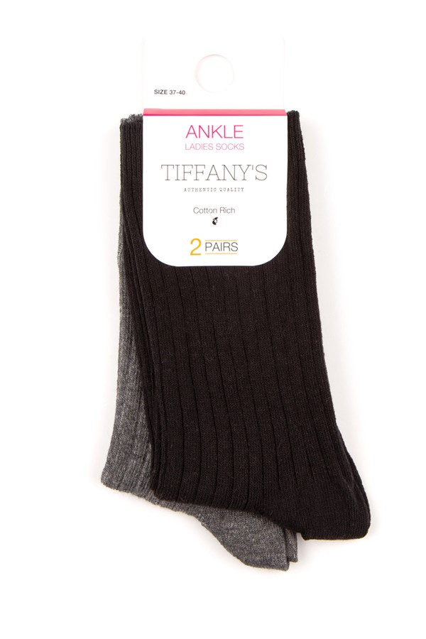 Kadın Siyah-Gri Derbili Soket Çorap