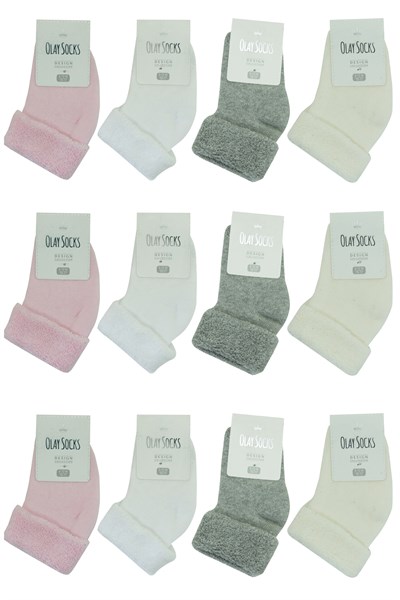 12'li Kışlık Kalın Kız Bebek Havlu Bebek Soket Çorap