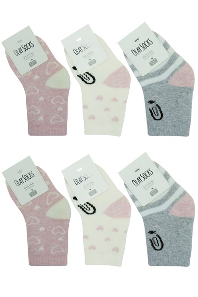 6'lı Kışlık Kalın Kız Bebek Havlu Soket Çorap