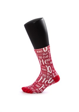 Erkek Kırmızı Ho ho ho Yılbaşı Baskılı Çorap