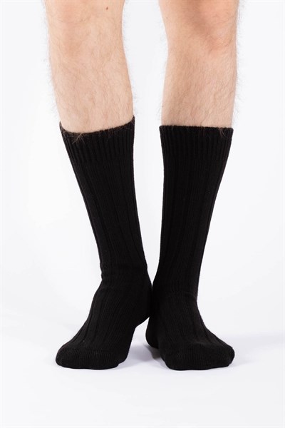Erkek Yünlü Derbili Siyah Çorap