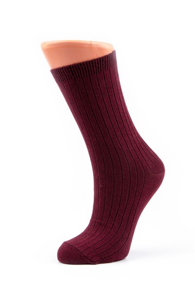 Kadın Bordo-Antrasit Derbili Soket Çorap