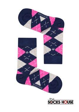 Pembe Ekose Desenli Çorap